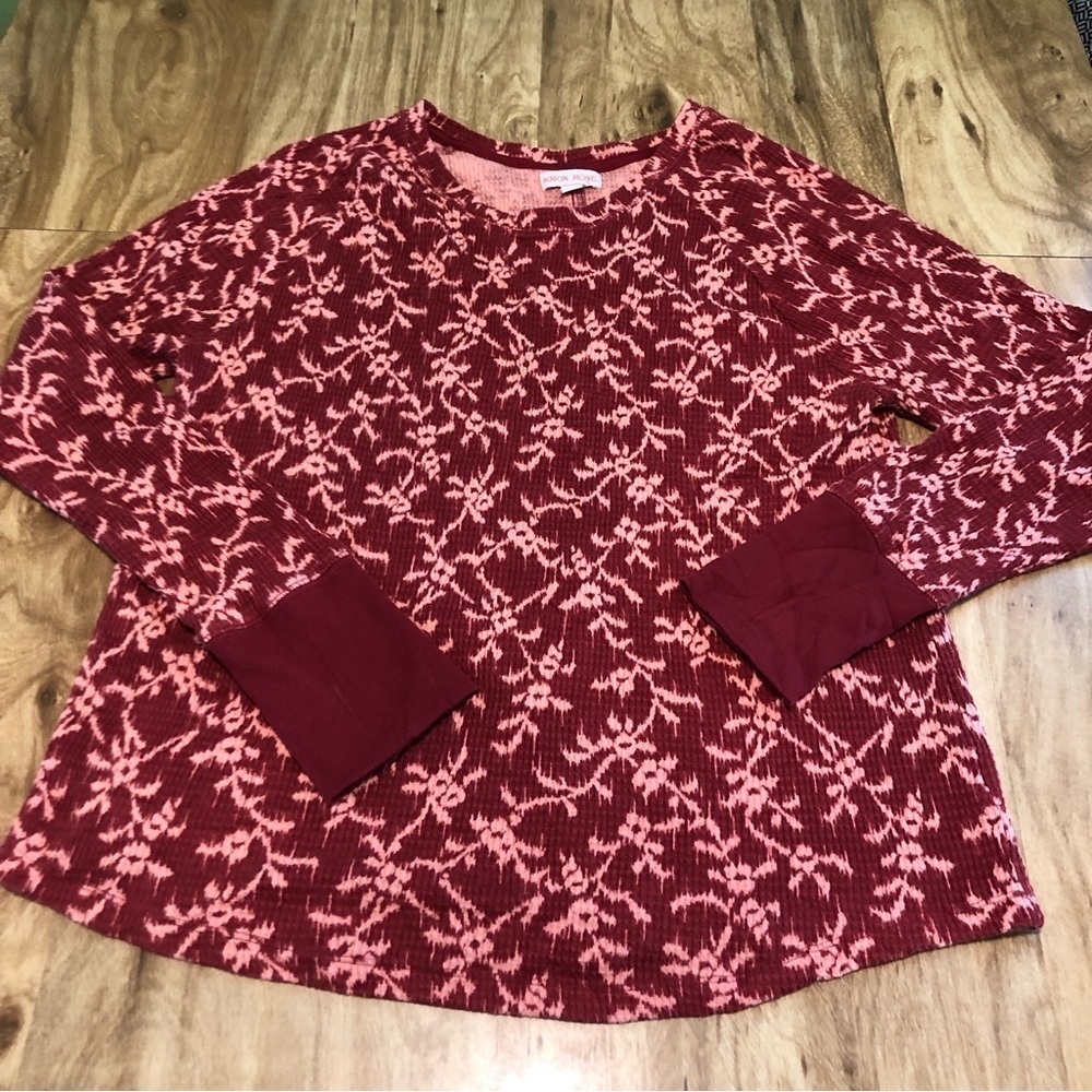 3/$25 Knox Rose Red Pink Pullover Sweater Cuffed Sleeve Cotton Poly Blend XL